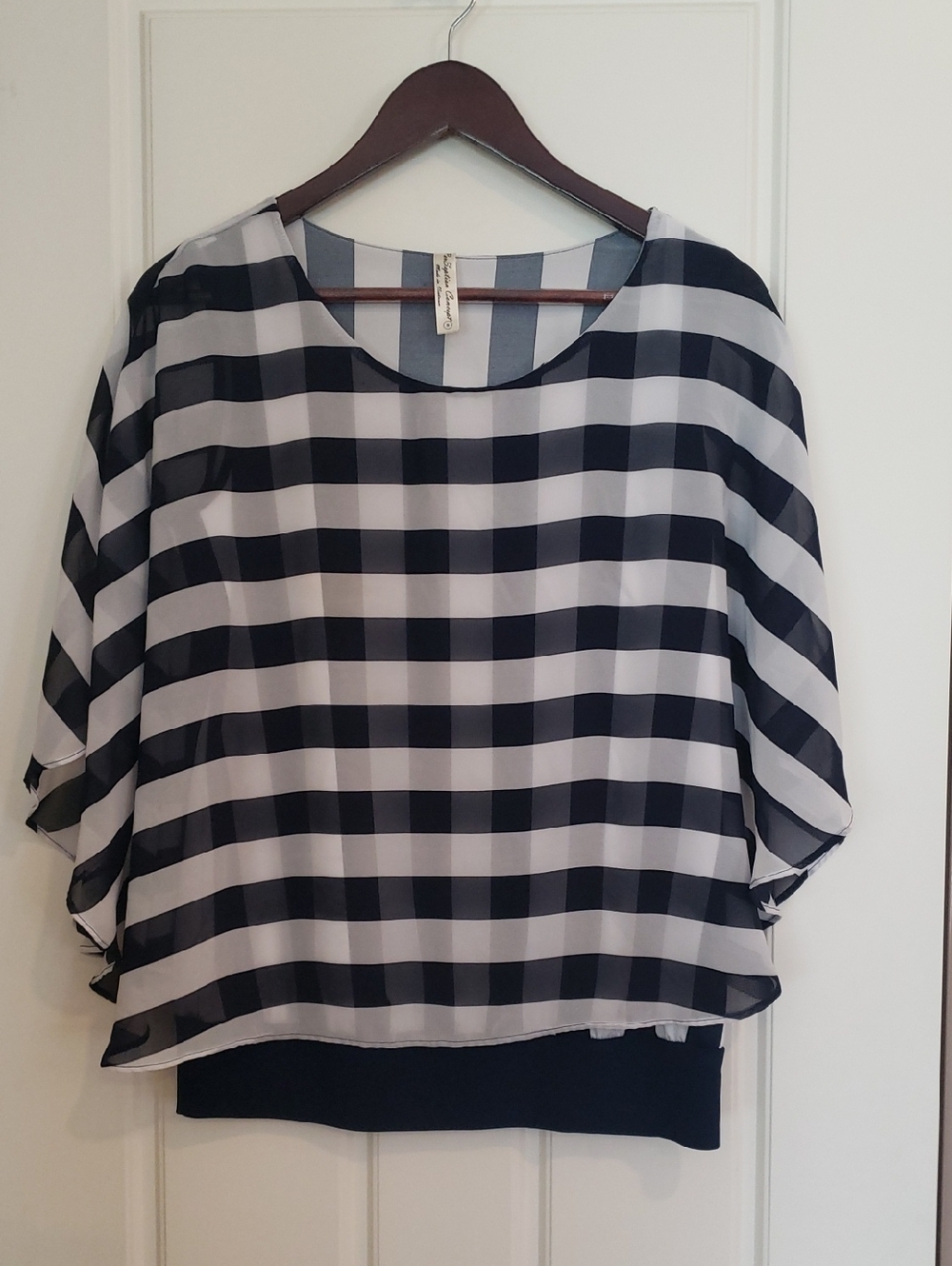Women's Small Sheer Poncho Style Blouse, Stripes
